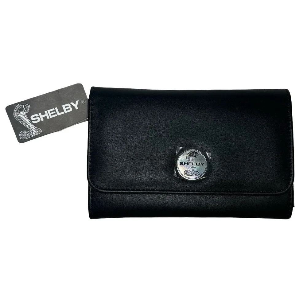 Shelby Cobra Black Faux Leather Wallet Magnetic Snap Closure Automotive NWT